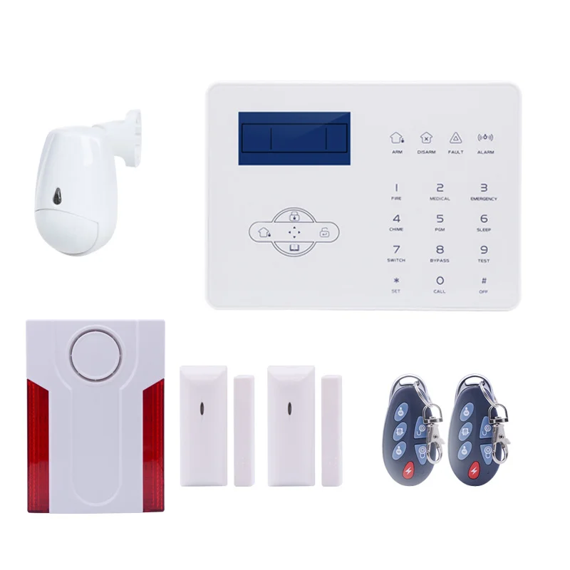 

Focus ST-IIIB Wireless GSM PSTN Alarm System with Pet Immune Infrared Detector Door Magnet Sensor Strobe Siren for Home Security