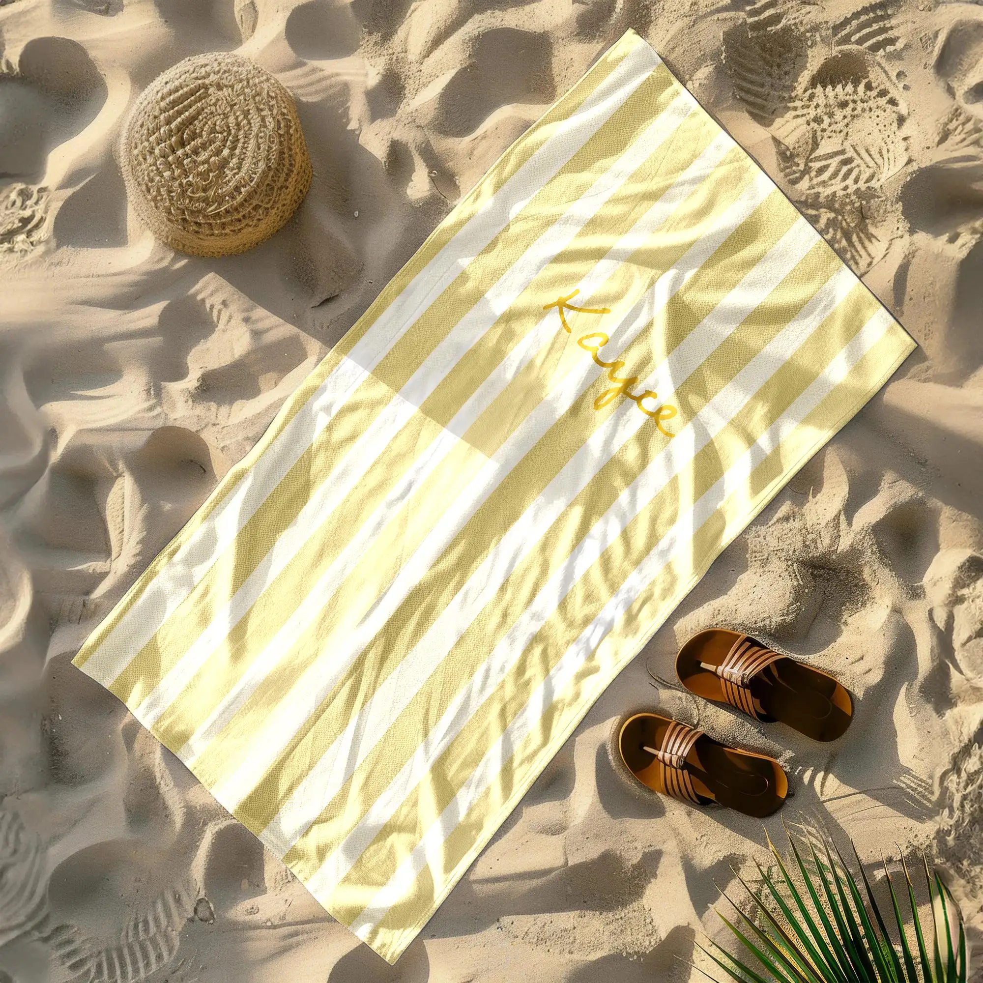 Personalized Striped Beach Towel Custom Name/Logo Oversized Microfiber Towel Summer Party Gift for Beach Swimming Bath Sports view 6