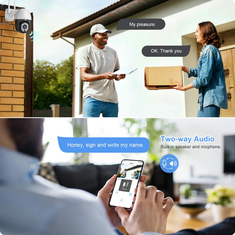 1080P PTZ Wireless Surveillance Security Camera Outdoor Home IP CCTV HD Two Way Audio Wifi Monitor Auto Tracking Color Night