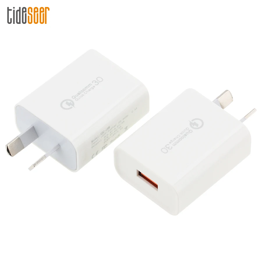 

3A Quick Charge QC3.0 18W USB Charger AU New Zealand Home Travel Wall Fast Charging Adapter for iPhone XS 8 7 Samsung HTC 500pcs