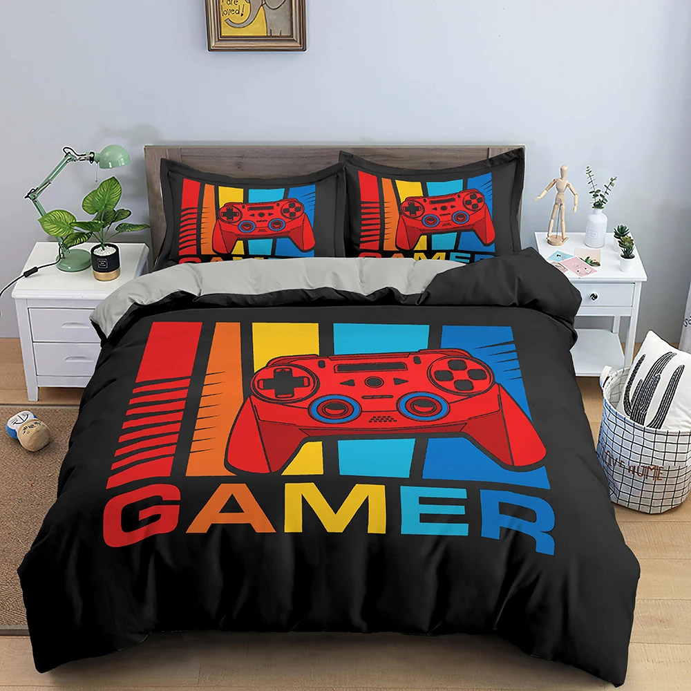 Gamer Bedding Set Luxury Retro Game Handle Duvet Cover Queen Teen Boy Girl Polyester Gamepad Print Quilt/Comforter Covers 2/3pcs