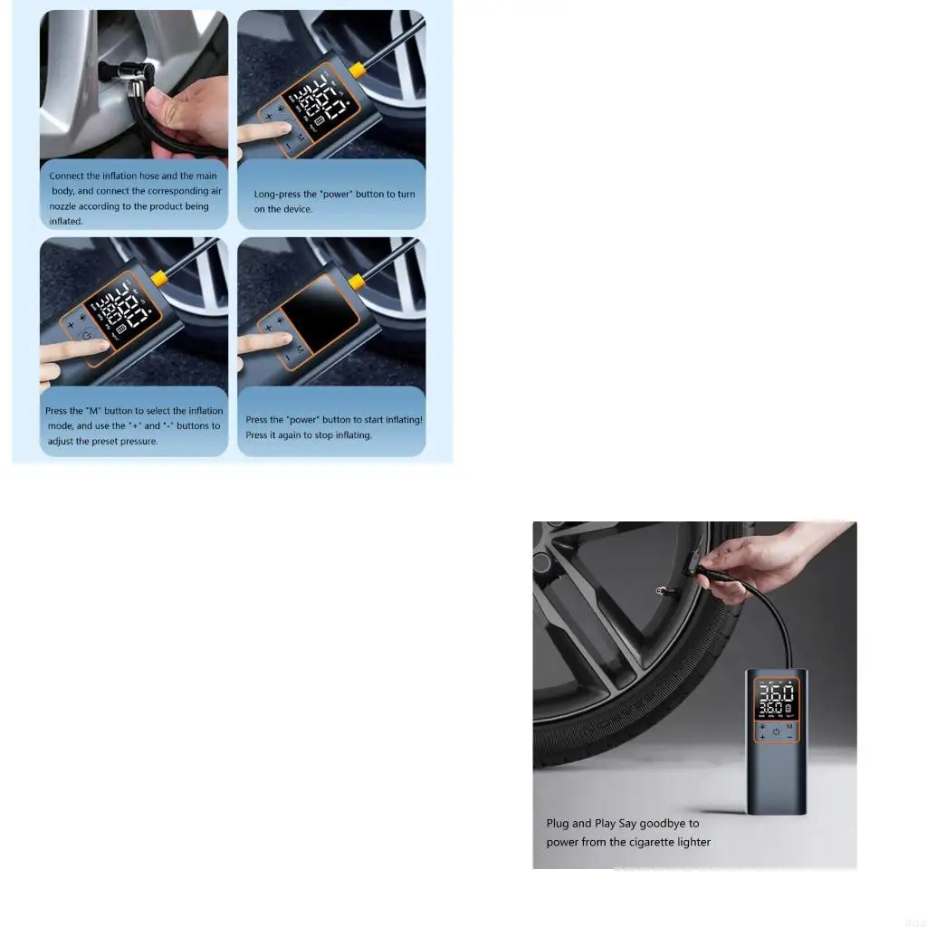Cordless Air Compressor Tire Inflator Air Pumps Type-C Rechargeable for Car Bike Motorcycle Ball Tire Inflator Portable