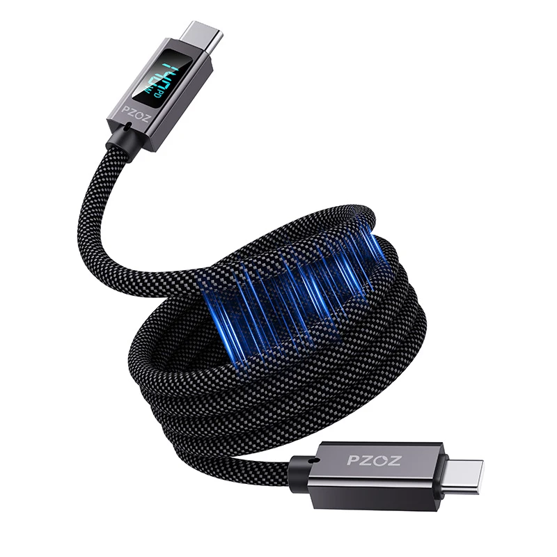 PZOZ Kabel magnetyczny USB-C do USB-C i Lightning do szybkiego ładowania iPhone'a, iPada, MacBooka, organizer na kable do telefonów komórkowych, torba. — zdjęcie produktu 7