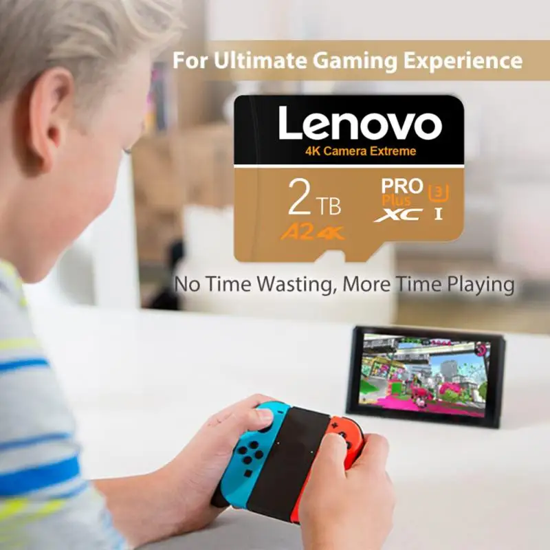 Lenovo-Mini Cartão SD para Telefone e Câmera, Cartão de Memória de Alta Velocidade, 2TB, 256GB, 512GB, 1TB, TF Flash Card, 128GB, Adaptador Grátis