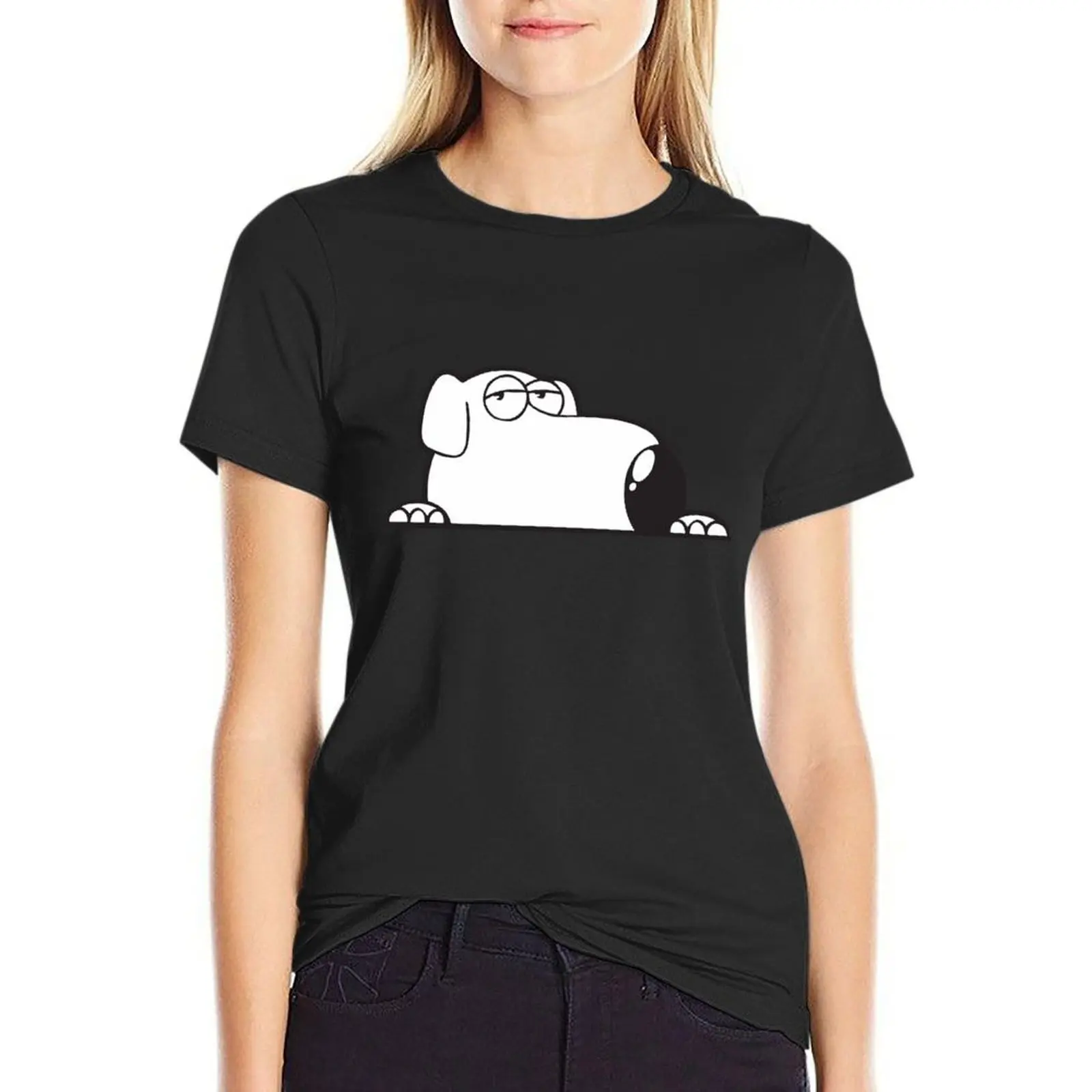 Brian Dog Peeker Cartoon Funny T-Shirt funny oversized clothes for Women