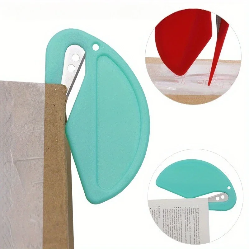 Plastic Letter Opener Mini Sharp Letter Mail Envelope Security Documents Opener Guarded Cutter Blade Office Equipment
