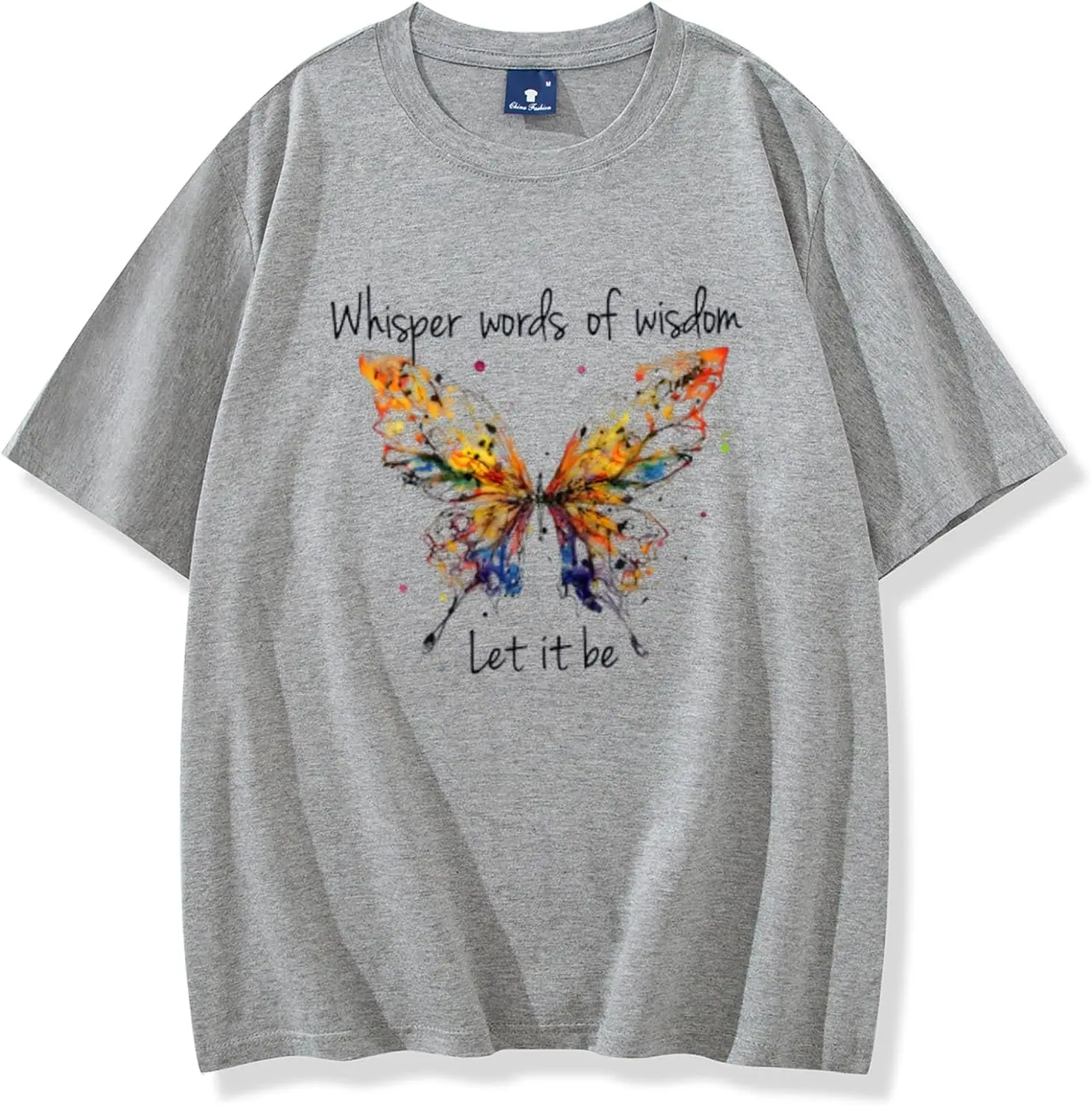 

Whisper Words of Wisdom Let-It Be Shirt,Butterfly Graphic Shirt Let It Be T Shirt with Funny Sayings Shirt