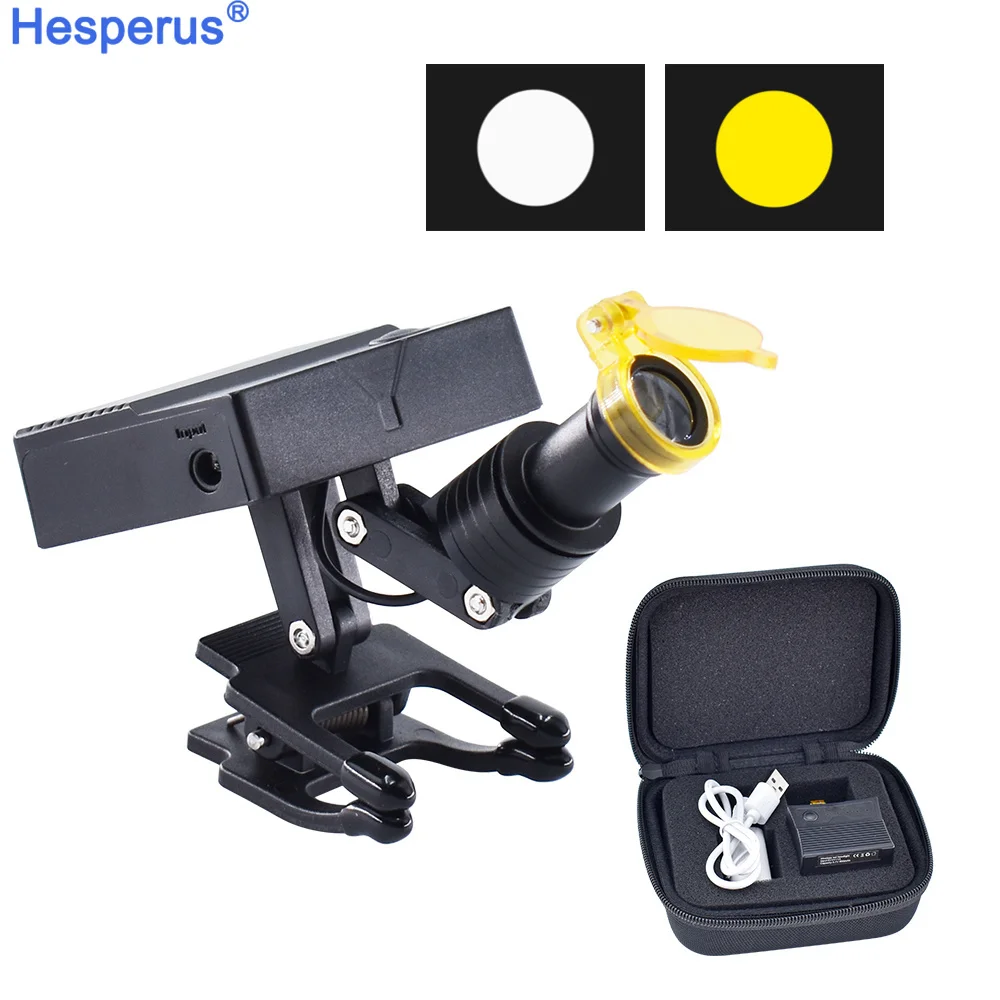 kim HESPERUS  5W Wireless LED Headlight With Clip Portable Binocular Light for Dentist Loupe Lab Medical Magnifier
