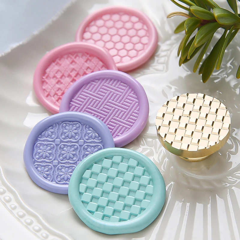 1pc Texture Wax Seal Stamps Brass Head 3D Dragon Scale Ice Cubes Growth Ring Triangle Sweater Pattern Removable Wax Sealing