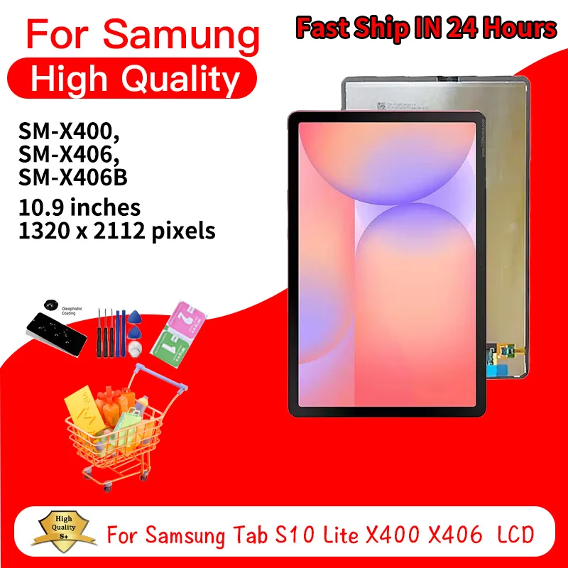 

10.9"New For Samsung Tab S10 Lite X400 X406 LCD Display Touch Digitizer Assembly SM-X400 SM-X406B SM-X406B LCD Replacement