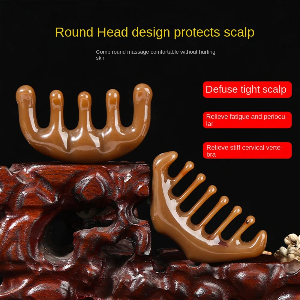 1Pcs Resin Meridian Massage Comb Head Face Neck Acupuncture Therapy Scalp Relaxation Massage Portable Wide-Tooth Massager