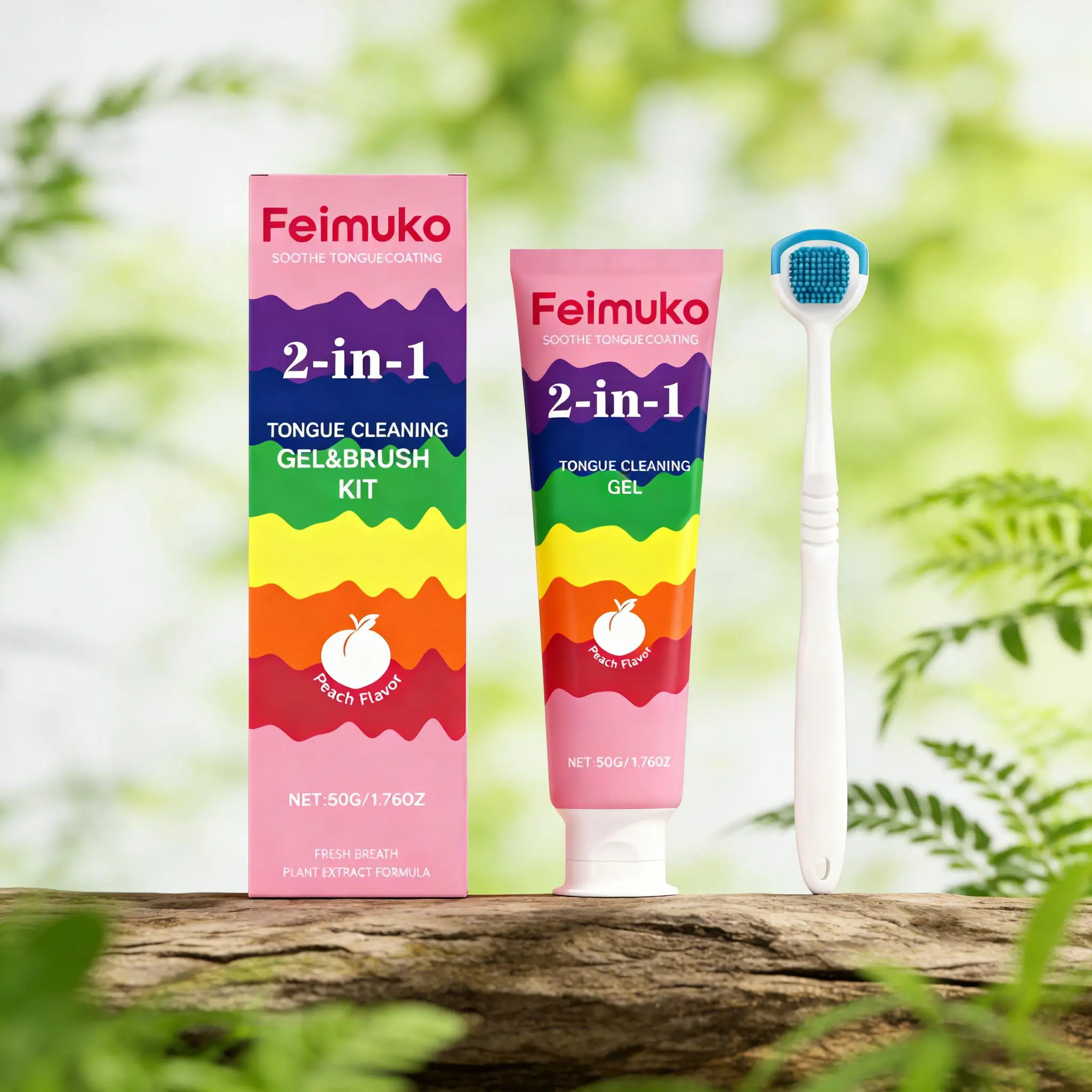 Tongue Coating Cleaning Gel Removal Odor Inhibit Oral Bacteria Refresh Bad Breath Brighten Teeth Tongue Cleaner with Toothbrush