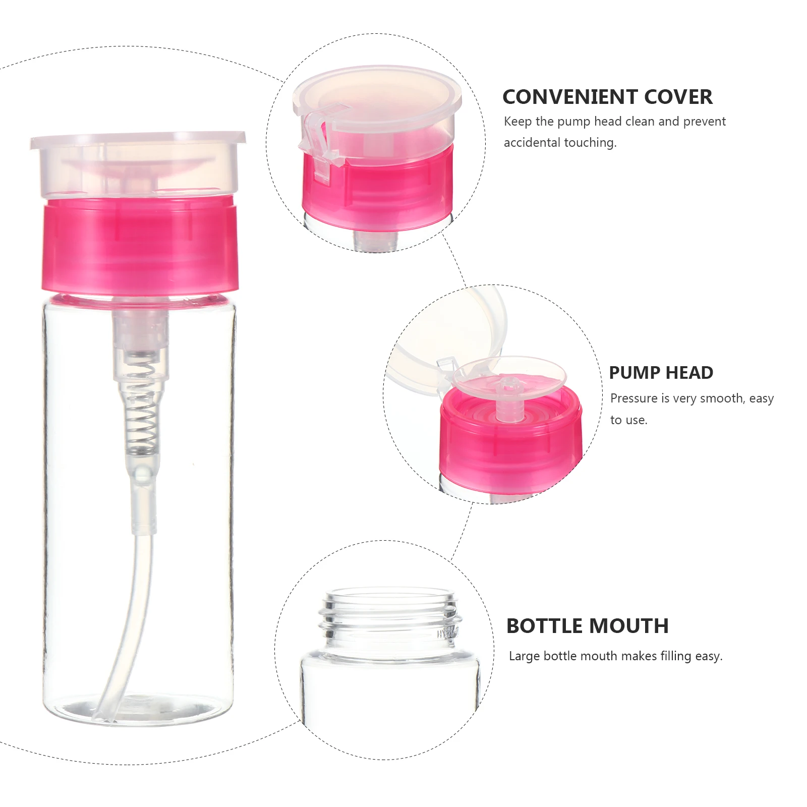 

6 pcs Cleaner Bottle Push Down Dispenser Nail Polish Remover Container Plastic Pumping Reusable Storage Bottle