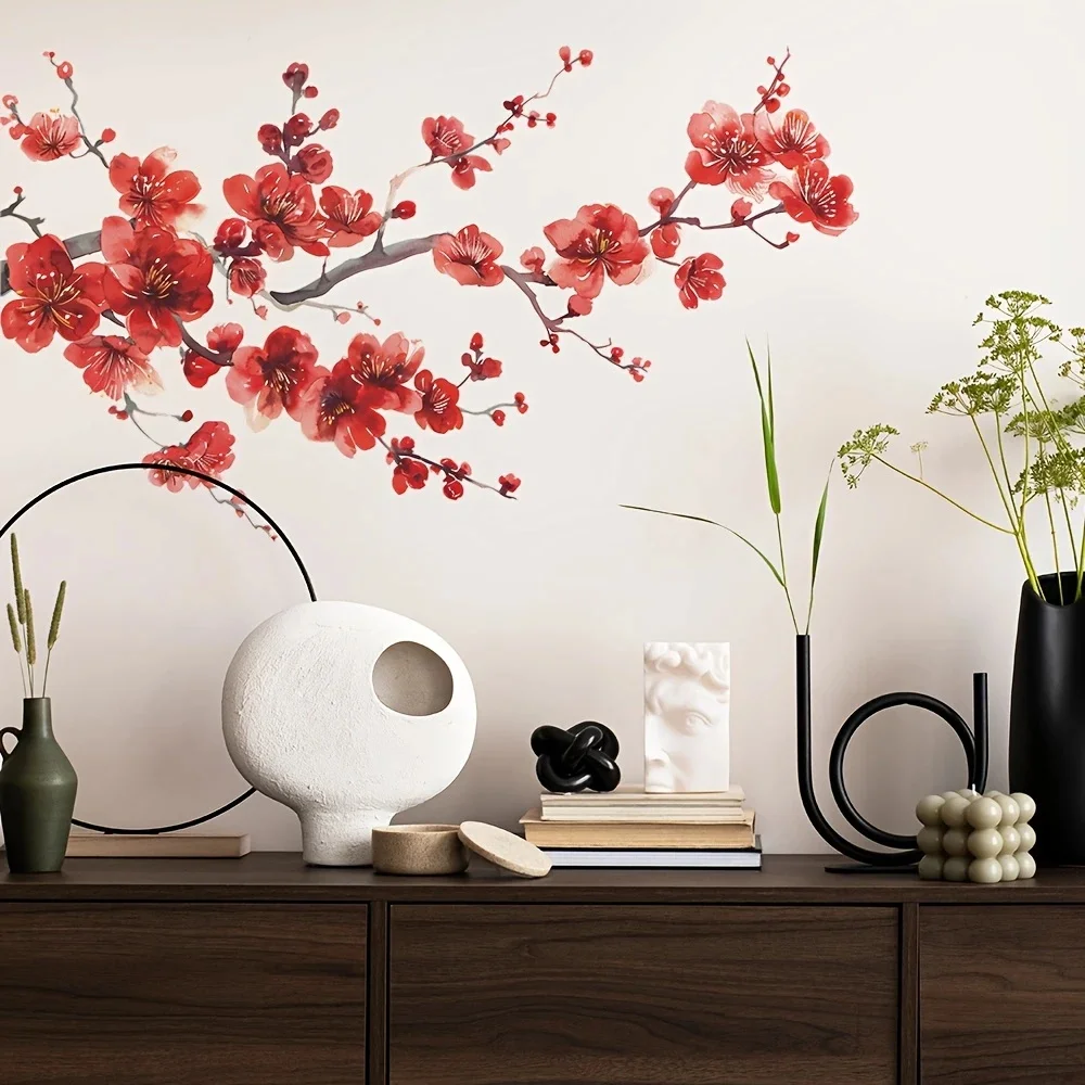 

MT1206# Beautiful Plum Blossom Wall Decal Self-Adhesive Vinyl Sticker for Living Room, Bedroom, Door
