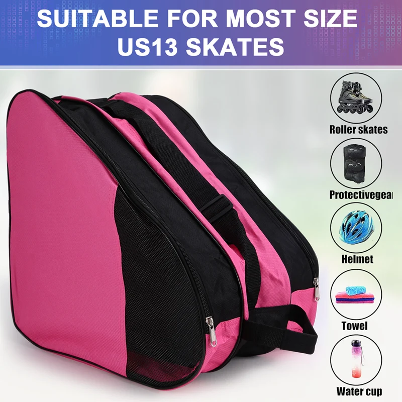 Sac de patin à roulettes pour patins à glace, patins à roues alignées et accessoires de patin, sac de patin respirant + sangle initiée réglable, nouveau