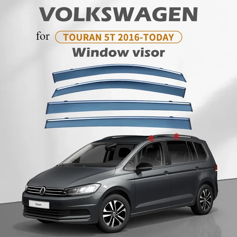 For Volkswagen Touran MK1-1T 2003-2015/MK2-5T 2016-2023+ Window Visor Awnings Sun Rain Deflector Shelters Shades Guard