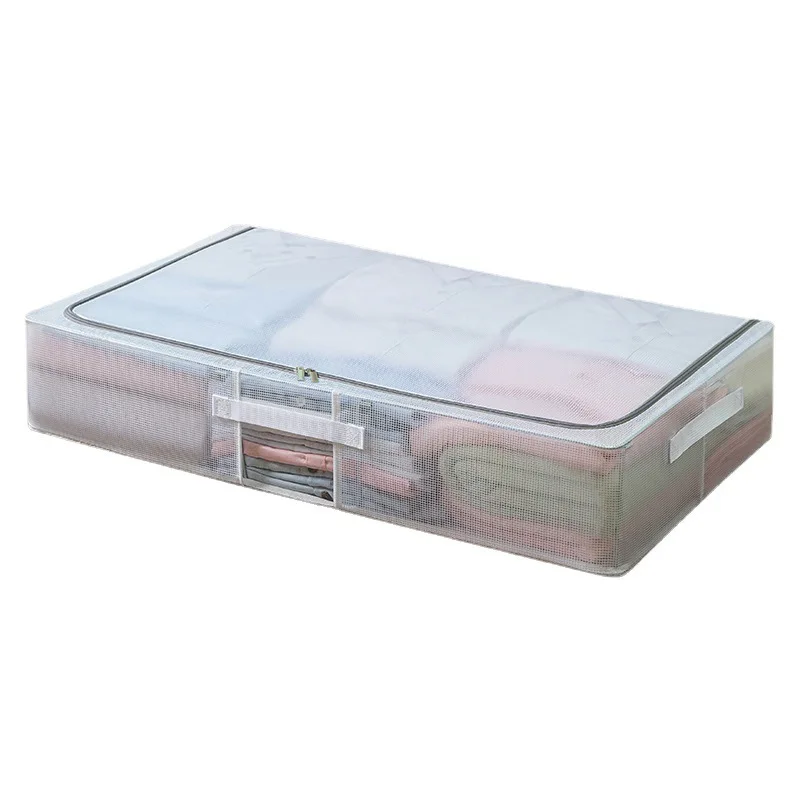 Caja de almacenamiento de fondo de cama transparente de Pvc, caja organizadora a prueba de polvo e impermeable, tipo cajón, almacenamiento plegable