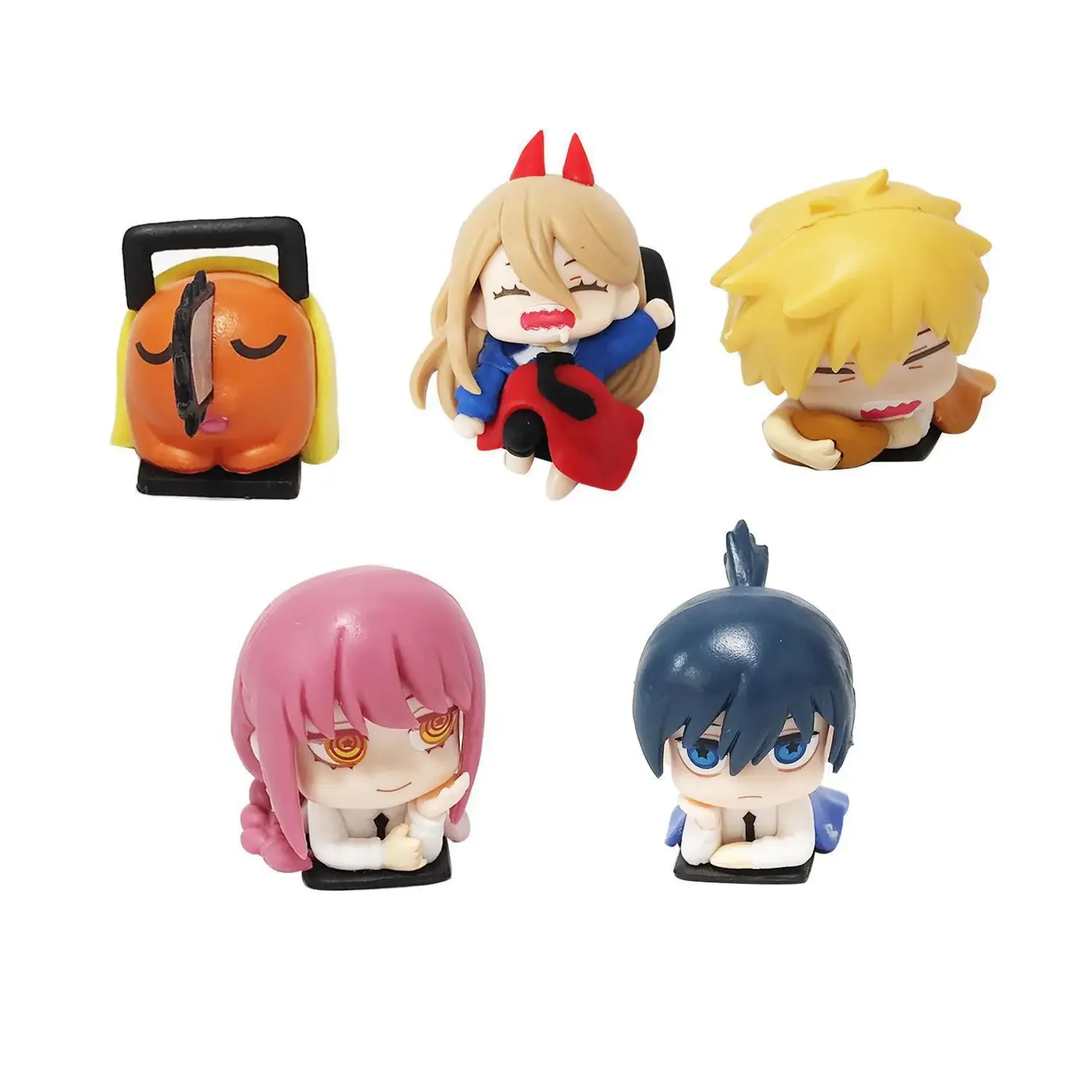 5 Pcs/Set Chainsaw Man 3-4cm Kawaii Mini Sleep Figure Denji Pochita Makima Hayakawa Aki Power Figurine Model Dolls Gifts