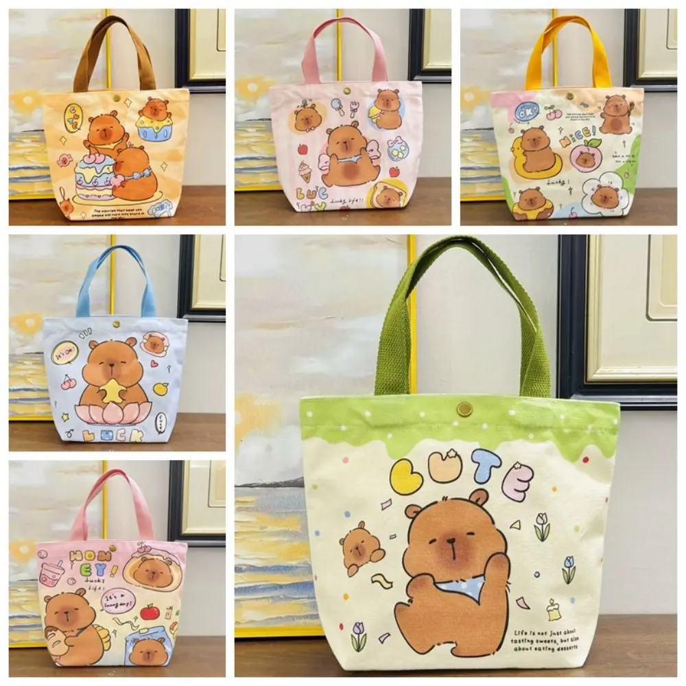 Thicken Capybara Canvas Bag Letter Lightweight Capybara Shoulder Bag Shopping Labubu Cartoon Underarm Bag Kids Children