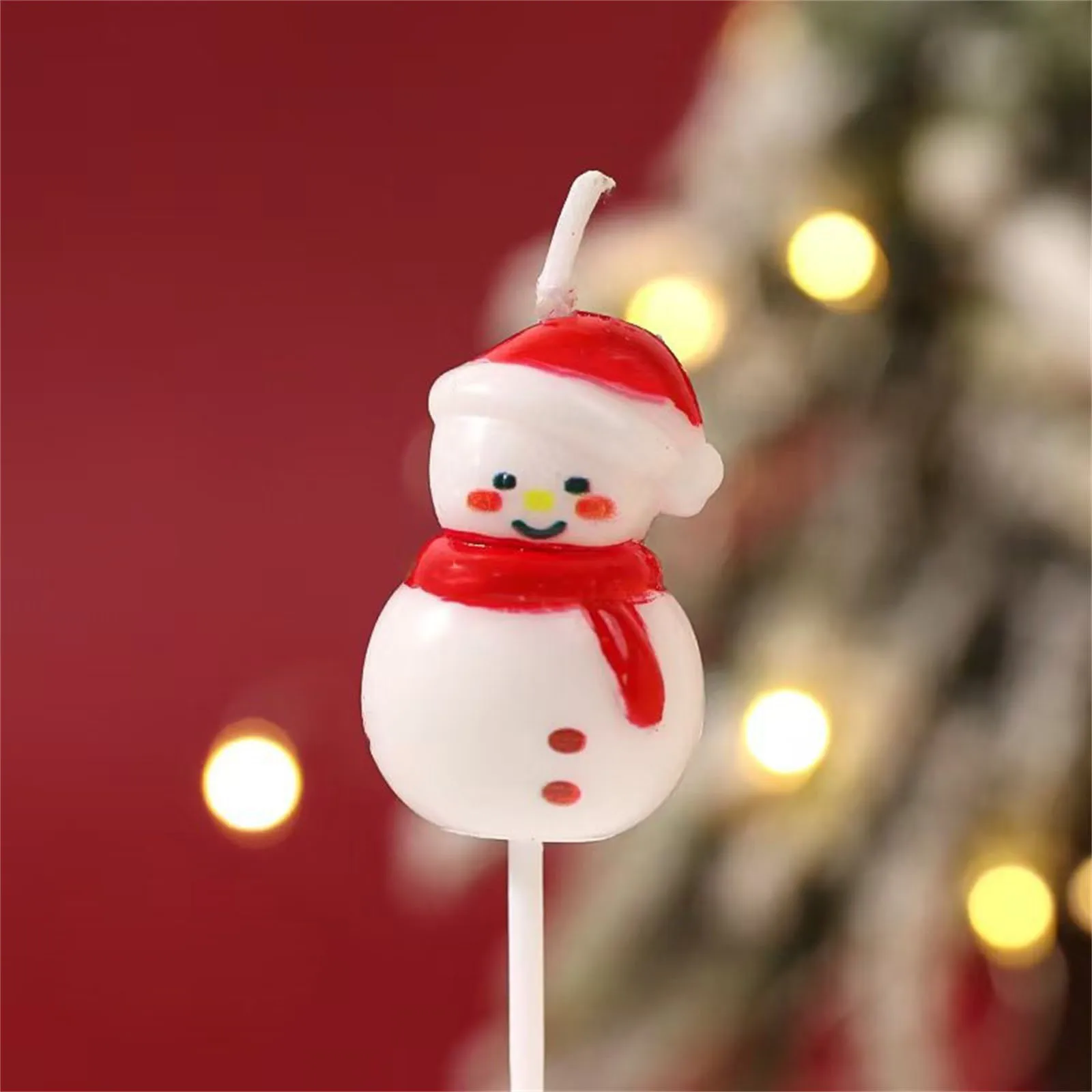 Christmas Snowman Shaped Candle Ornament Xmas Snowman Candle Cake Topper Holiday Cake Decoration for Christmas Party