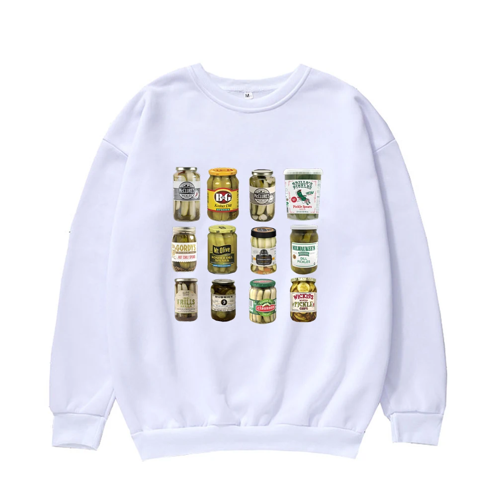 Vintage Canned Pickles Sweatshirt Fashion Pickle Lovers Pullover Harajuku Retro Print Unisex Tops Streetwear O-Neck Clothes