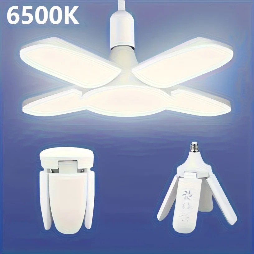 

Складная светодиодная панель Four-Leaf, цоколь E27, 6500K, ультраяркая, без мерцания и энергосберегающая, для дома/офиса/склада.