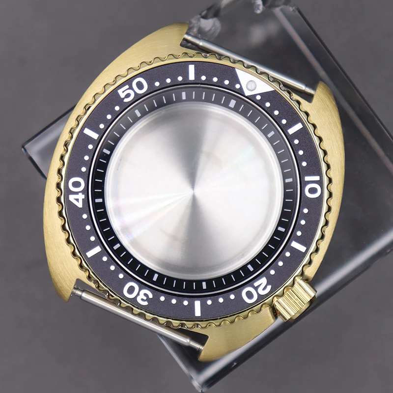 

45mm Gold Diving Watch Cases Sapphire Crystal Glass Waterproof For Seiko NH34 NH35 NH36 NH38 Movement 28.5mm Dial Turtle/Abalone