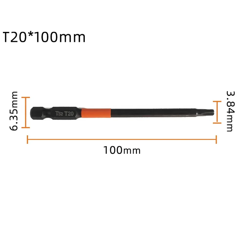 1pc 100mm Trox Screwdriver Socket Bits Set 1/4 Inch Hex Head Quick Change Impact Driver Magnetic Screwdriver Drill Bits T10-T40