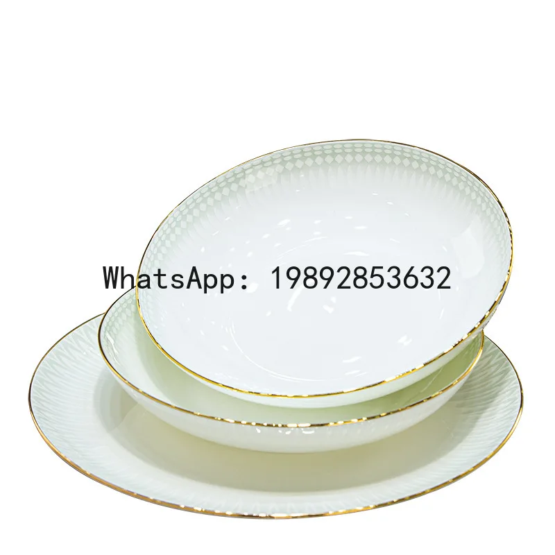 

Элитный набор посуды из костяного фарфора XL, полный подарочный комплект: керамические простые миски и палочки для еды для домашнего использования, оптом