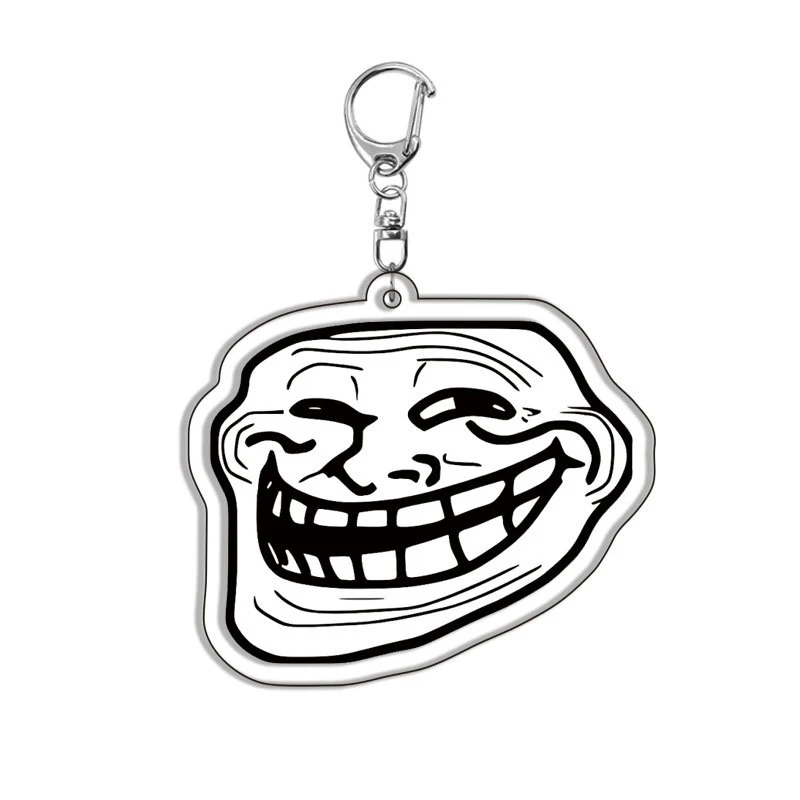 2Pcs Funny Troll Face Keychain Acrylic Comic Pendant Key Chain Car Key Ring Creative Backpack Decoration Accessories Fans Gifts