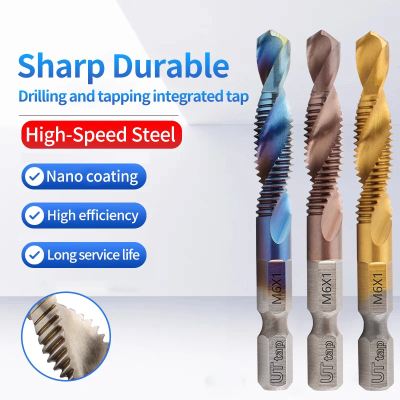 

UT TAP Hex Shank High Speed Steel M3-M10 Composite Tap Hexagonal Drill And Tap Integrated Tap Machine With Hole Chamfer Tool