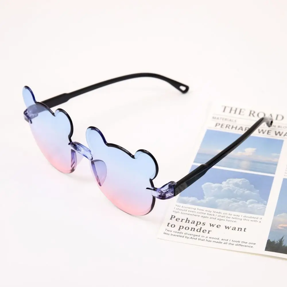 แว่นตาพีซีแบบน่ารักสำหรับเด็กแว่นตา UV375ลายการ์ตูนหมีน้อยไล่ระดับสีสำหรับเด็กหญิงเด็กชาย