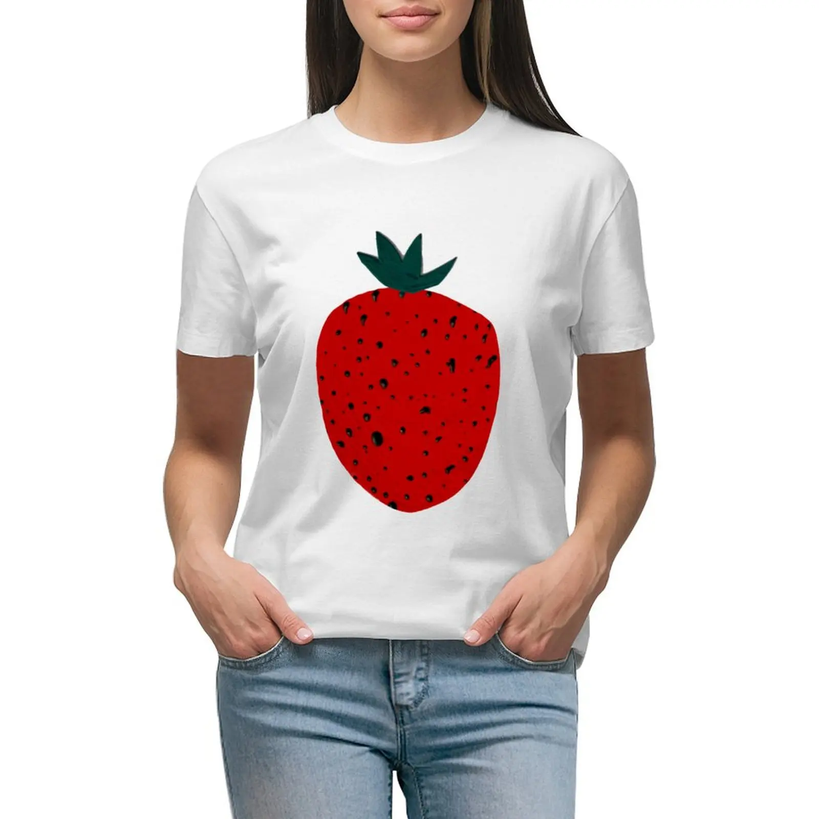 

Strawberry T-shirt graphics cute clothes cat shirts for Women