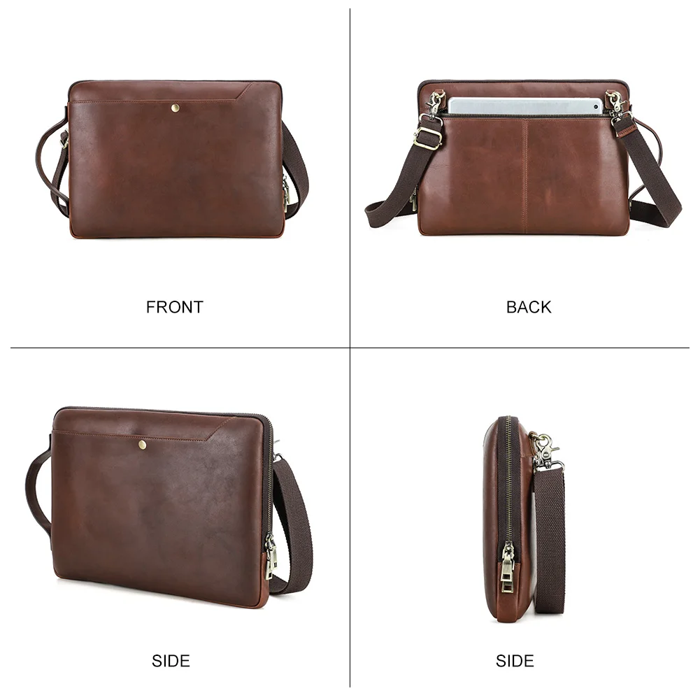 Genuine Leather 14.2 inch Laptop Bag Men Sling Shoulder Bag Small Briefcase Business Bag Tote Computer Bag for Macbook Pro 14.2\