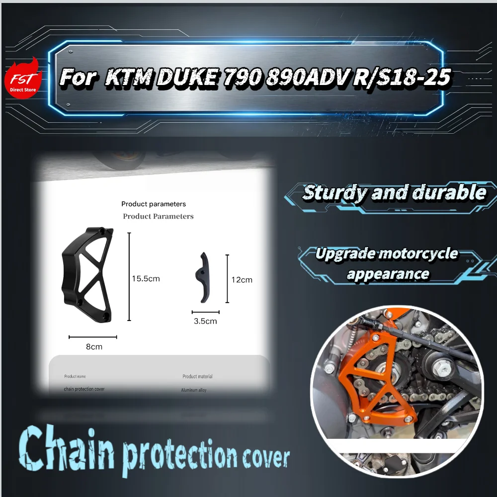 

For KTM 790 DUKE 890ADV R/S 18-25 Modified Chain Guard Cover, CNC Aluminum Sprocket Protector Parts