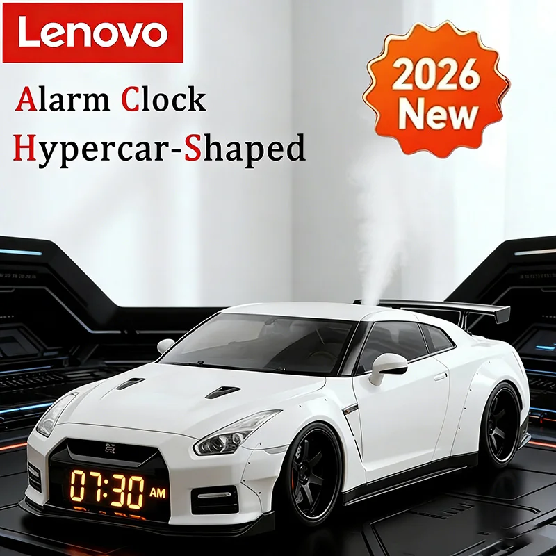 

Lenovo Hypercar-shaped Novelty Alarm Clock with Realistic Engine Light Effects Portable Creative Desk Decor for Perfect Gift
