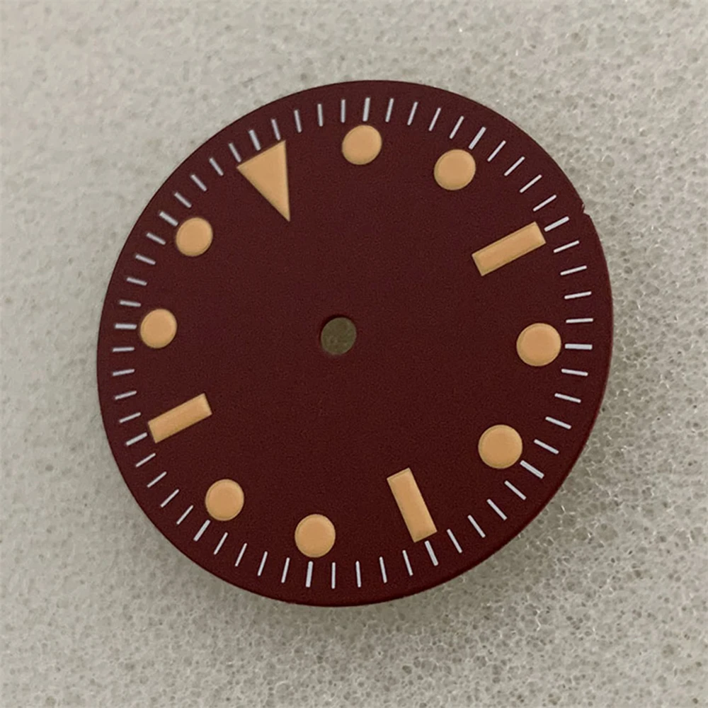 Voor ETA 2836 Wijzerplaat Geen Lichtgevende Oranje Indexen 28.5mm Wijnrode Wijzerplaat Fit voor NH35 8215 Mingzhu 2813 Beweging