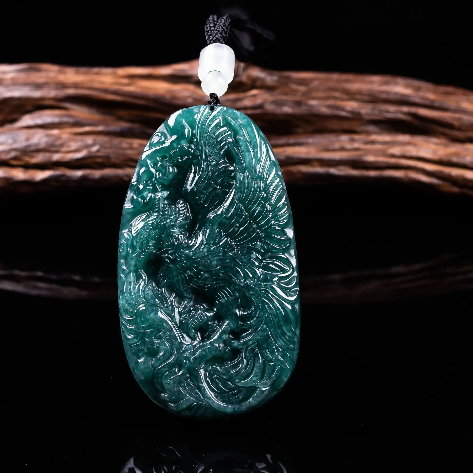 

Натуральный нефритовый кулон-феникс из Мьянмы, ювелирное изделие, дизайнерский амулет из натурального нефрита, резной, роскошный подарок для женщин