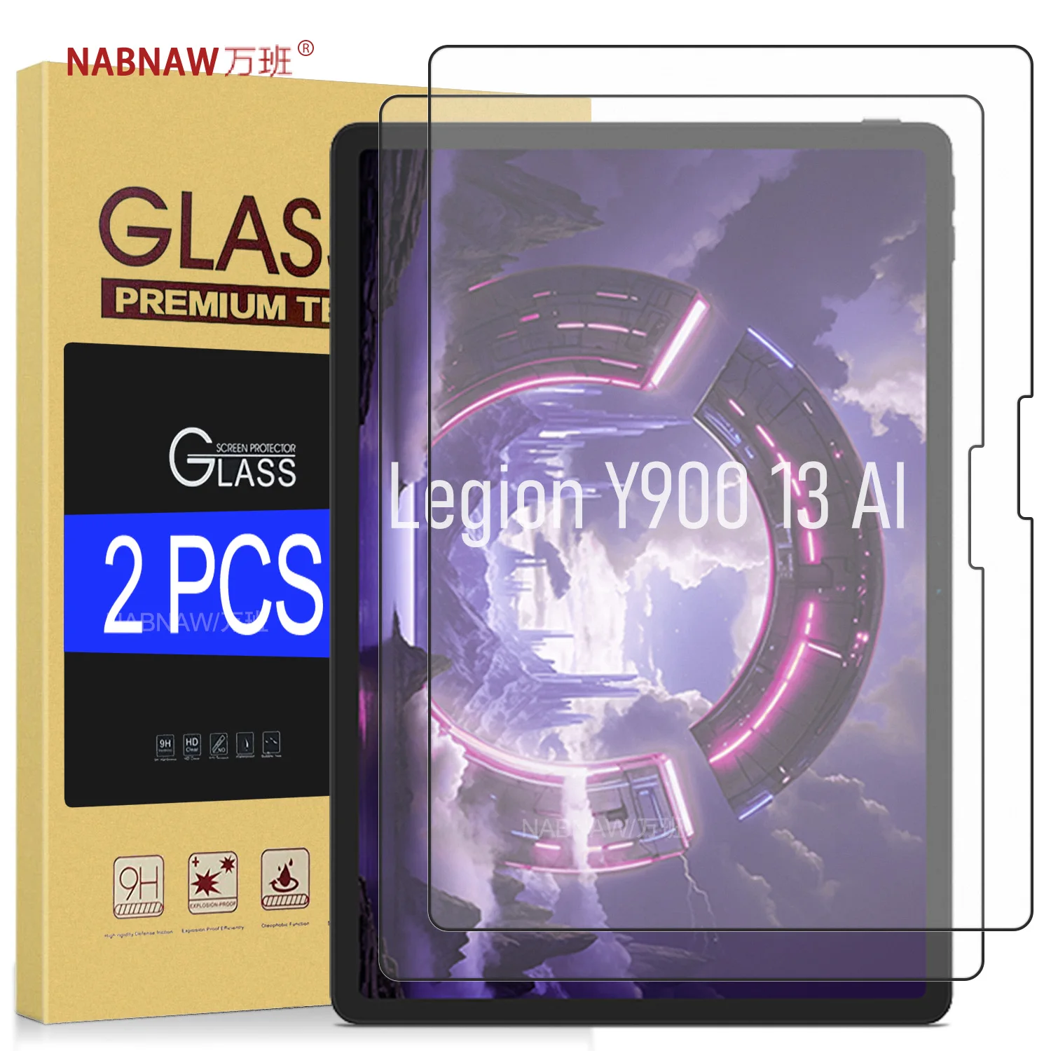2-Pack Full HD Tempered Glass Film Screen Protector For Lenovo Legion Y900 13 AI Tablet Scratch-Proof Guard Oil-Coating Cover