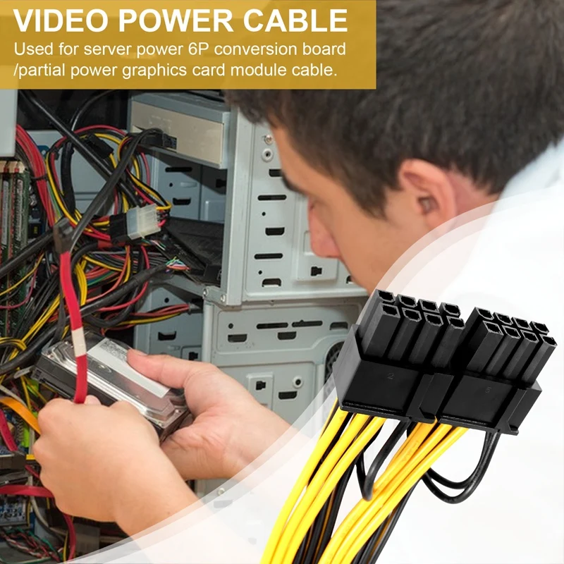 Pci-e 6ピンからデュアル8ピン6 2ピンアダプターケーブル、GPUビデオ電源ケーブル、マイナーマイニング用16awg 18awg、10個