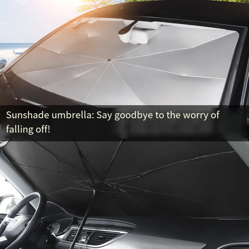 Car parasol sunscreen, thermal insulation, front windshield, sunscreen, silver-coated, thickened, sunscreen, portable storage