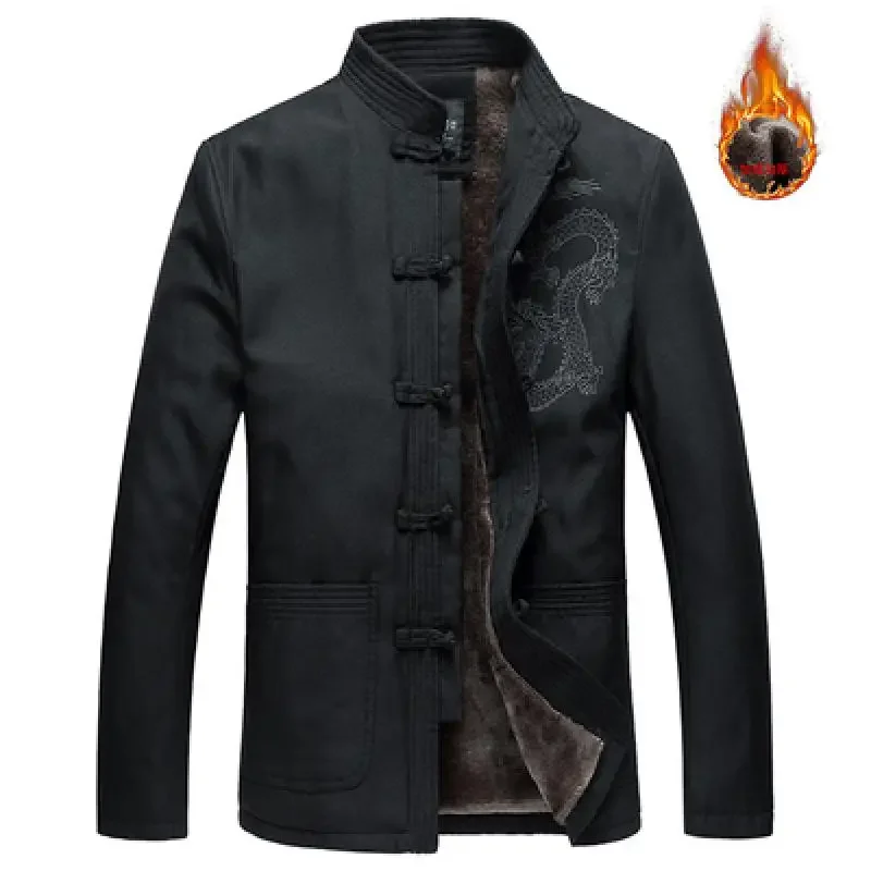 

Dragon Jacket Men Chinese Dragon Shirt Mens Chinese Jackets Wing Chun Clothing Mandarin Collar Suit Man Dragon Coat Thick Winter