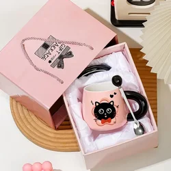 Creative Personality Cat Mug with Lid Souvenir Gift Drinking Water Cup Cute Ceramic Coffee Cups Office Mug Drinkware