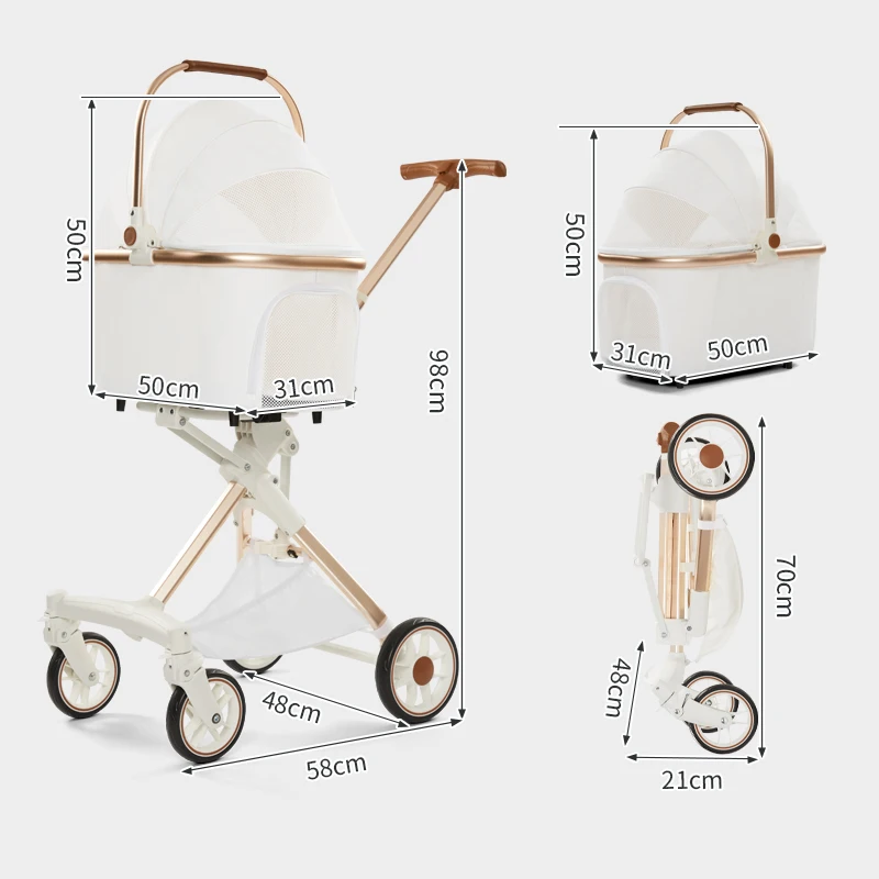 旅行用ペットトロリー 4輪 折りたたみ式 犬用ベビーカー トラベルバッグ 猫用カート キャリア 取り外し可能なペット子犬用ベビーカー