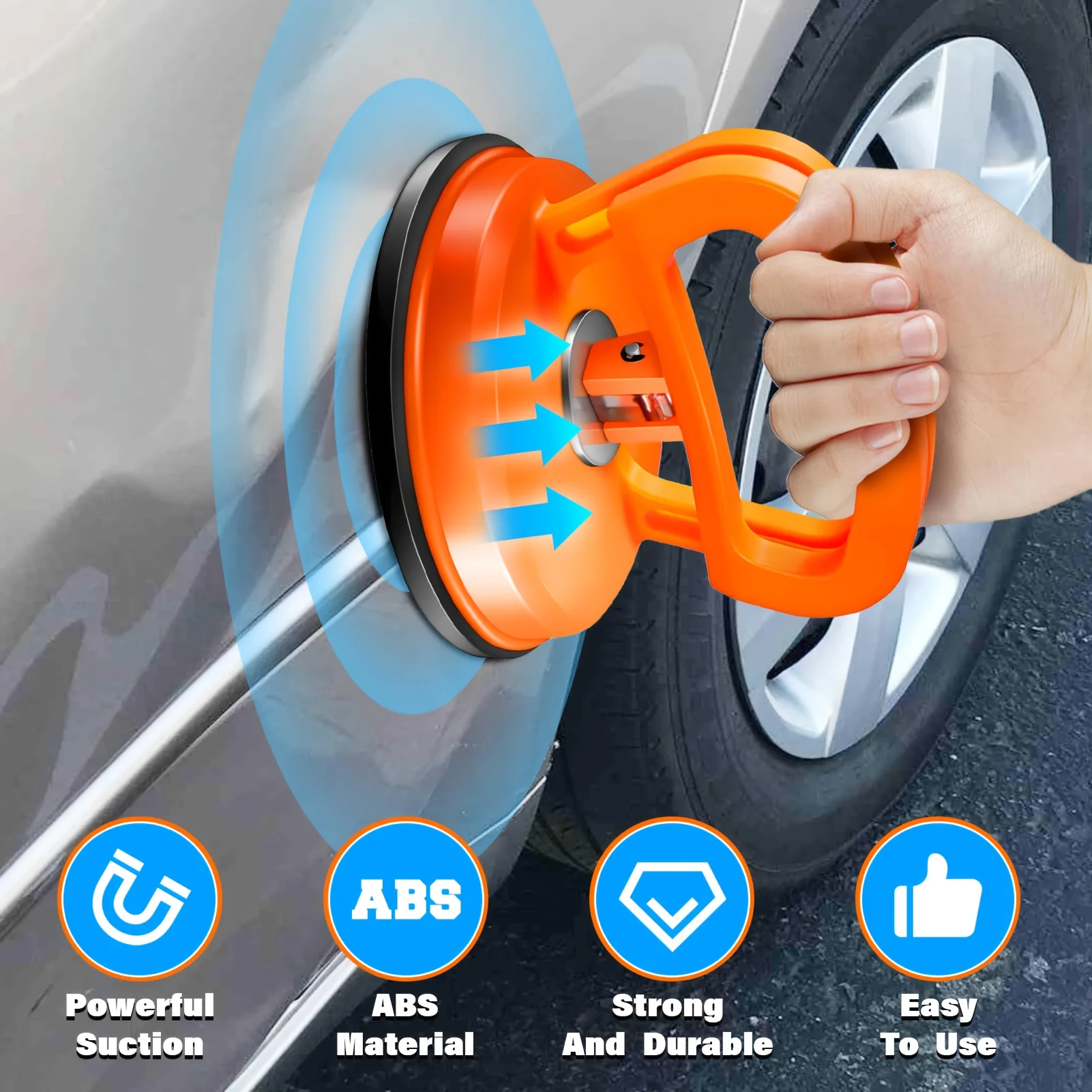 Estrattore per urti per auto, set di strumenti per la riparazione del fermo per urti a forma di auto, ventosa ad alta tensione, estrattore per ammaccature, strumento per auto a ventosa per riparazione ammaccature