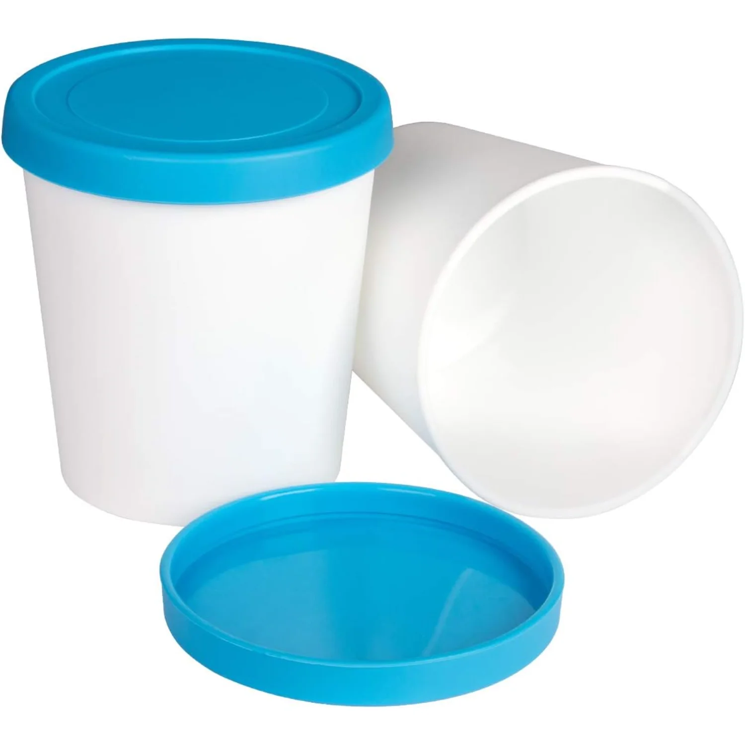 Ice Cream Containers (Set of 2, 1 Quart Each) Freezer Dessert Containers Reusable Ice Cream  Tubs with Silicone  for Homemade Ic