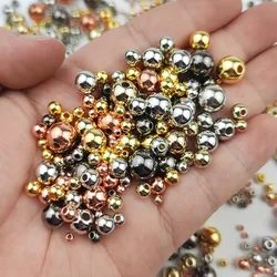 50~500pcs 3/4/5/6/8/10mm Round Spacer CCB Gold Silver Plated Loose Beads For Jewelry Making Accessories DIY Necklace Bracelets