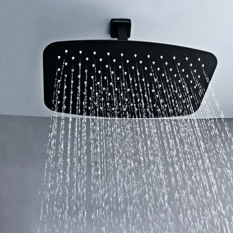 

Square slim 304 stainless steel brushed rain shower bathroom shower head 8 inches 10 inches 12 inches