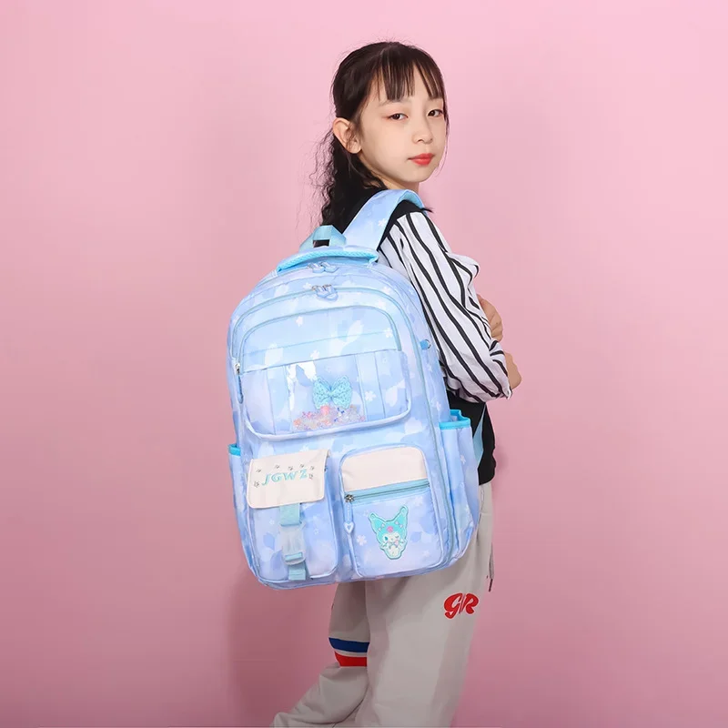 Sanrio Kulomi Petal Splicing New Student Cartoon School Bag Girls Large Capacity Light Casual Cute Children's Backpack