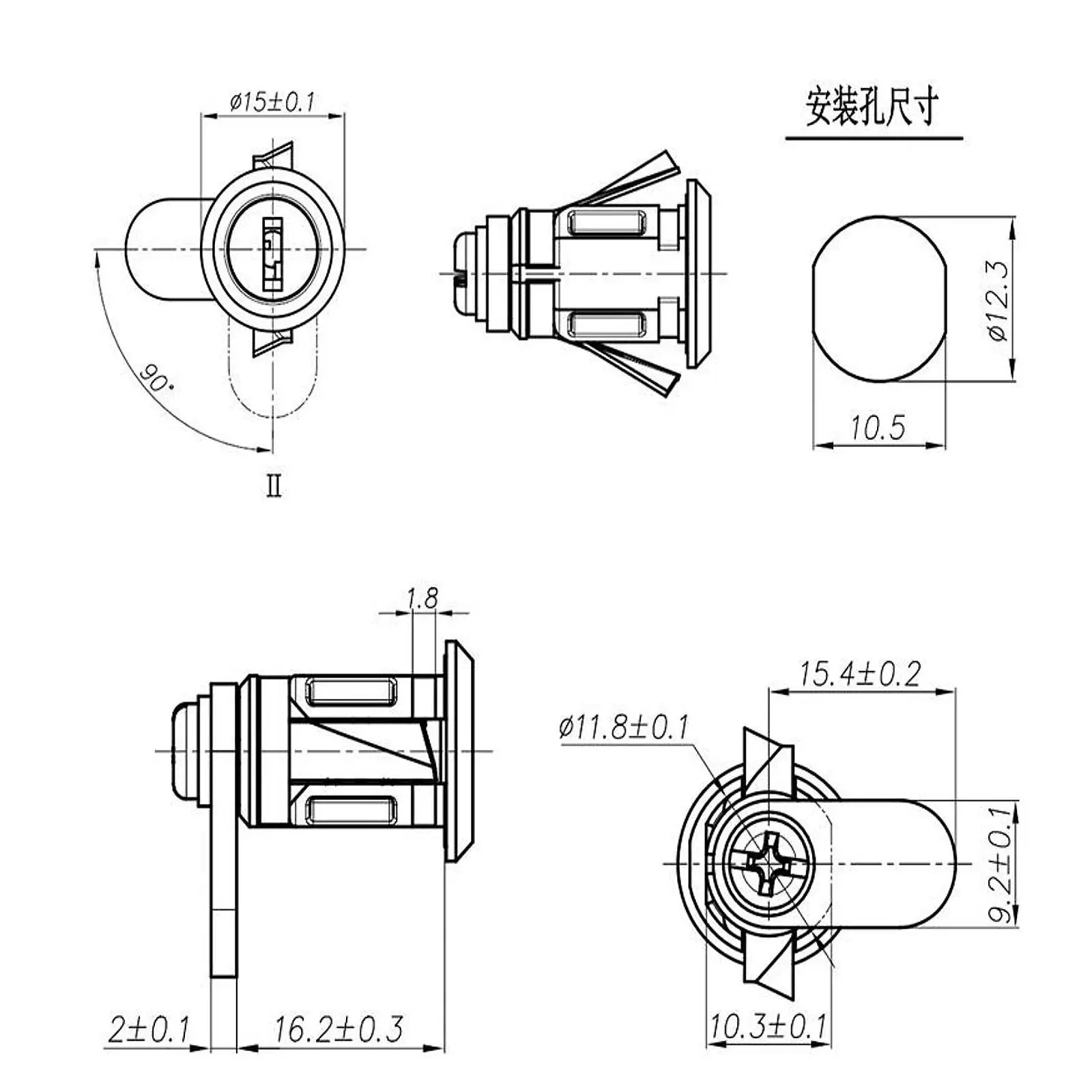 Serrature a camma da 2 pezzi Serrature per scatole di file Serratura a palo di ricarica per porte di accesso con coperchi di pozzo
